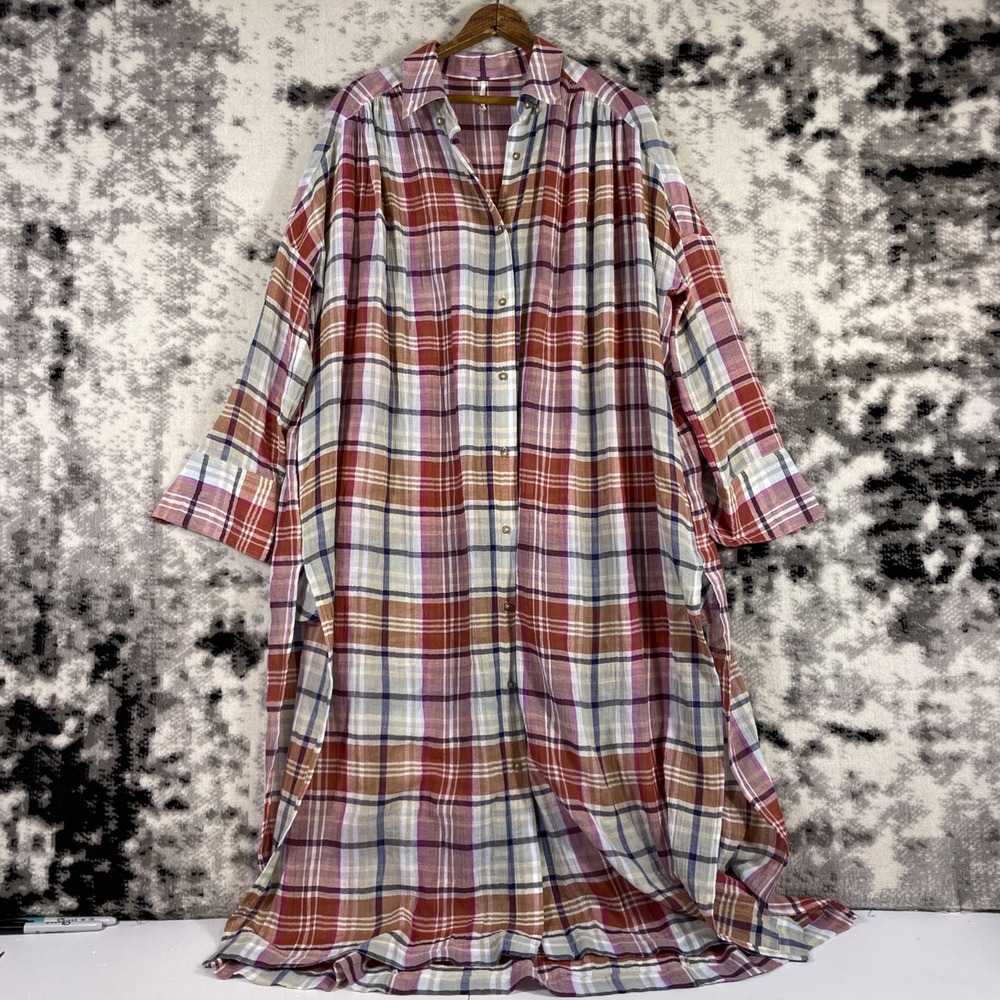Free People By My Side Button-Down Tunic Dress Womens Size Extra Small Boho Hipp